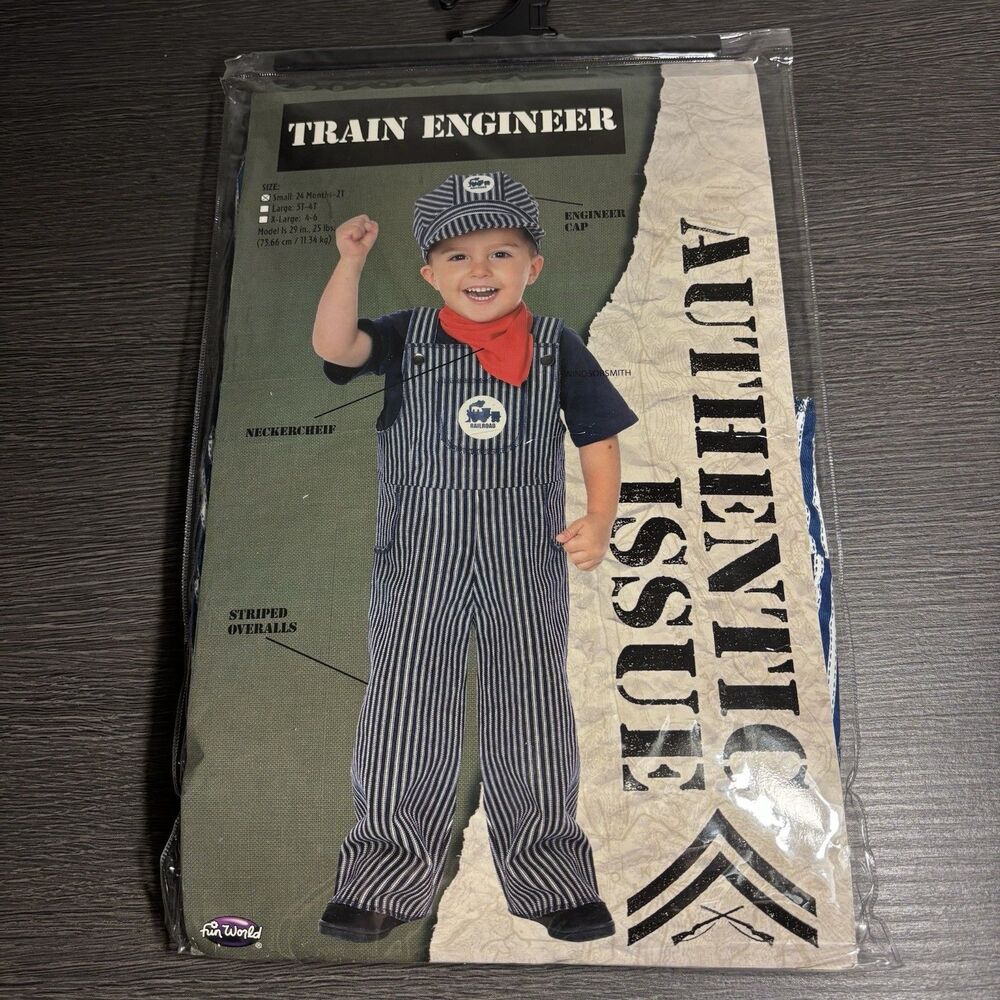 Train Engineer Conductor Toddler Costume Small 24 Months 2T Fun World New
